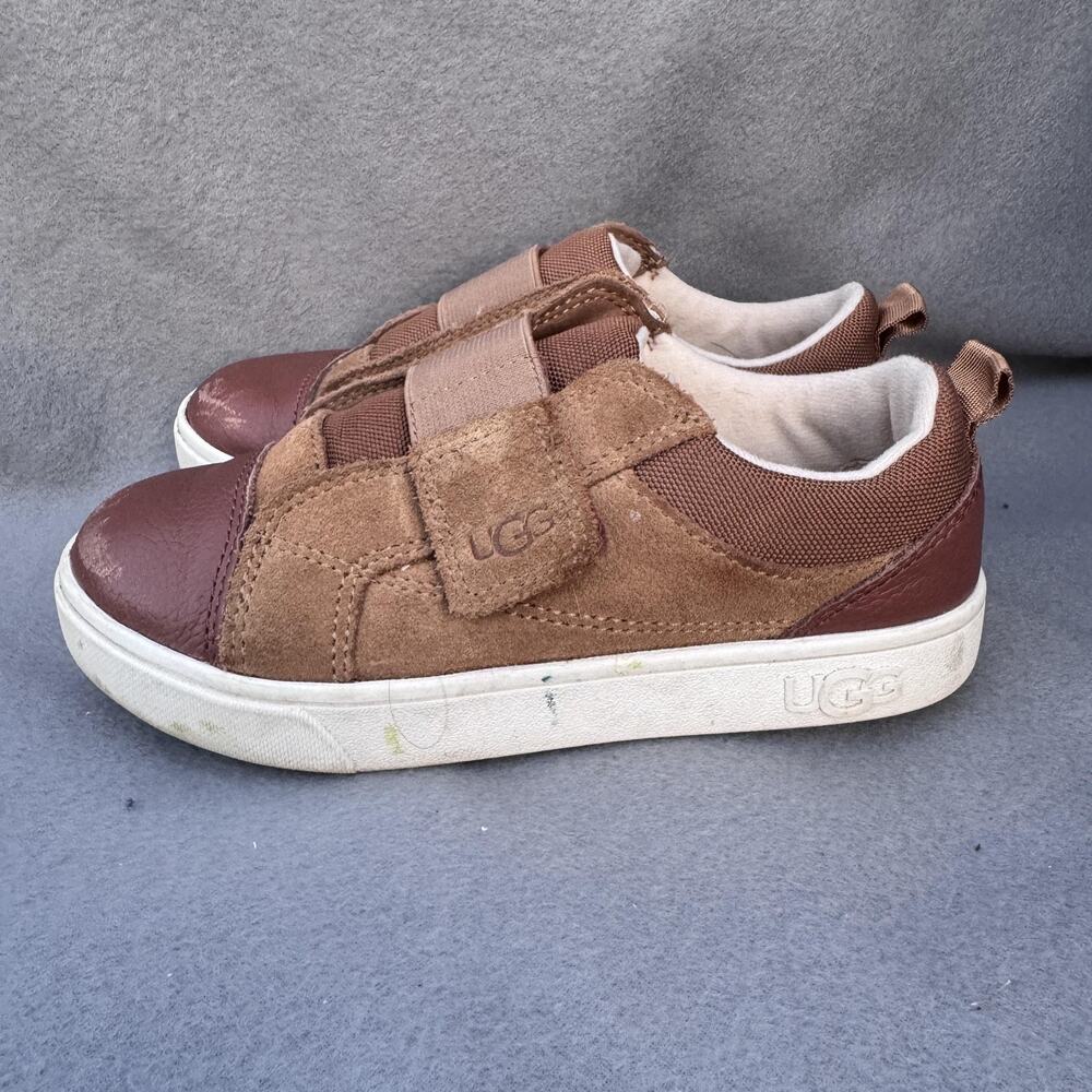 UGG Shoes Kids Size 12 Brown Suede Mesh Hook & Loop Strap Sneakers 1117454T‎
